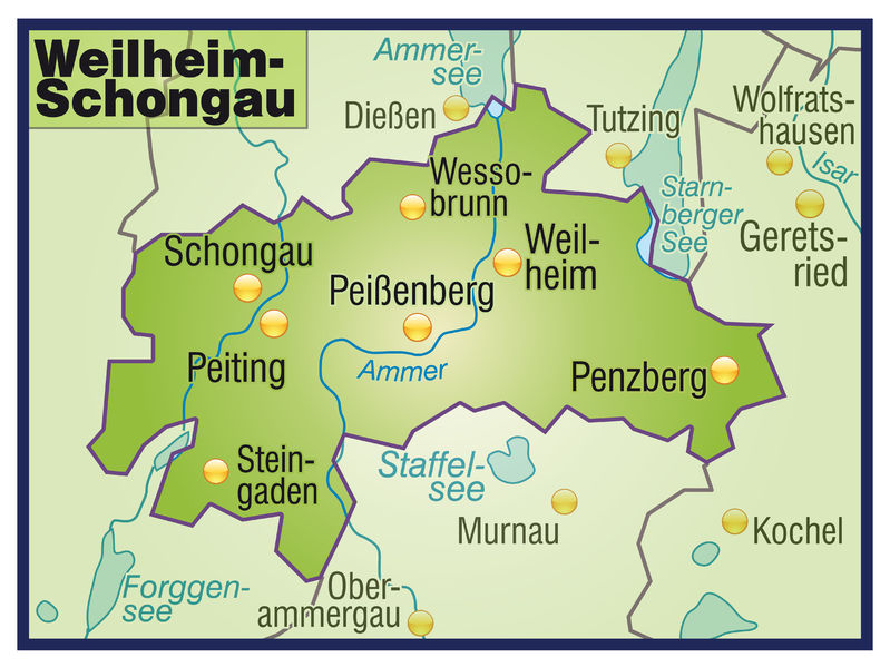 Karte vom Landkreis Weilheim